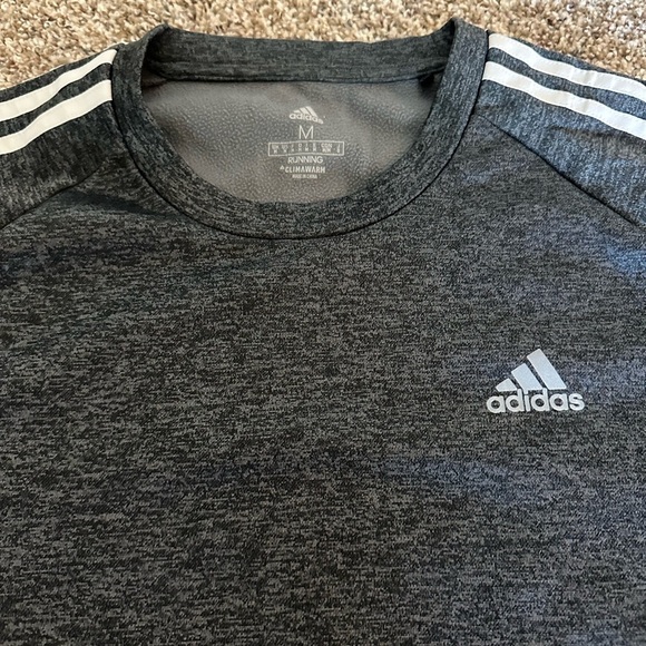 Adidas Men's Charcoal Sweatshirt with White Stripes - Picture 3 of 4